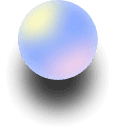 3D glowing sphere with blue, purple, and yellow gradient colors and a soft drop shadow.