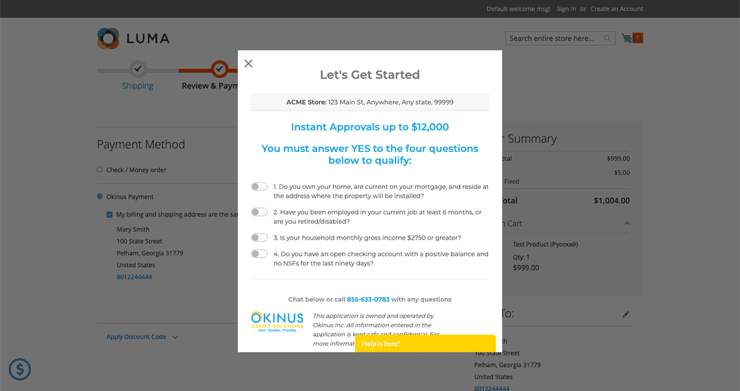Okinus Checkout Integrations